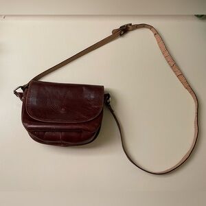 Italian leather brown crossbody purse
